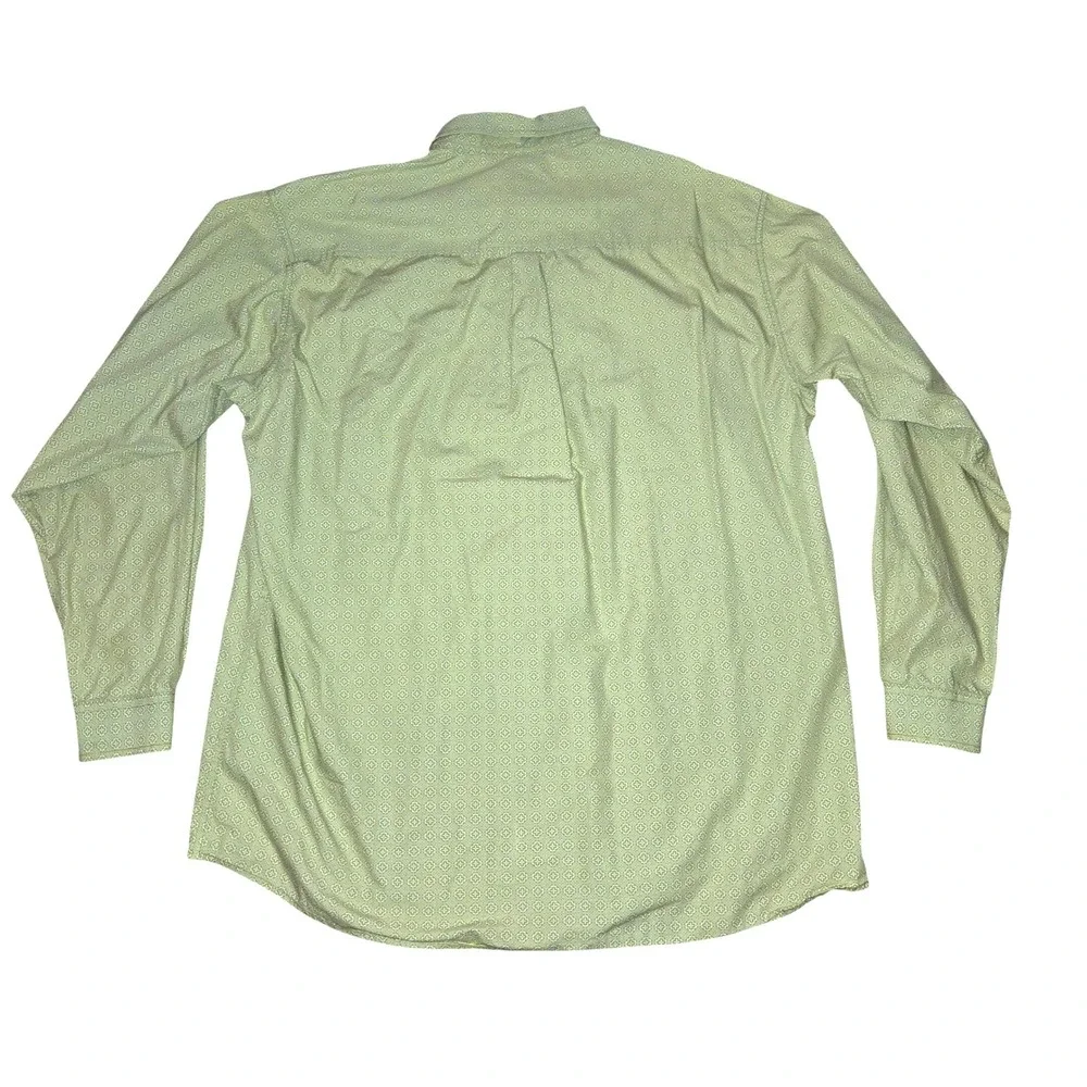 Cinch Button Down Shirt Men's‎ Size XL Lime Green Geometric Print Long Sleeve